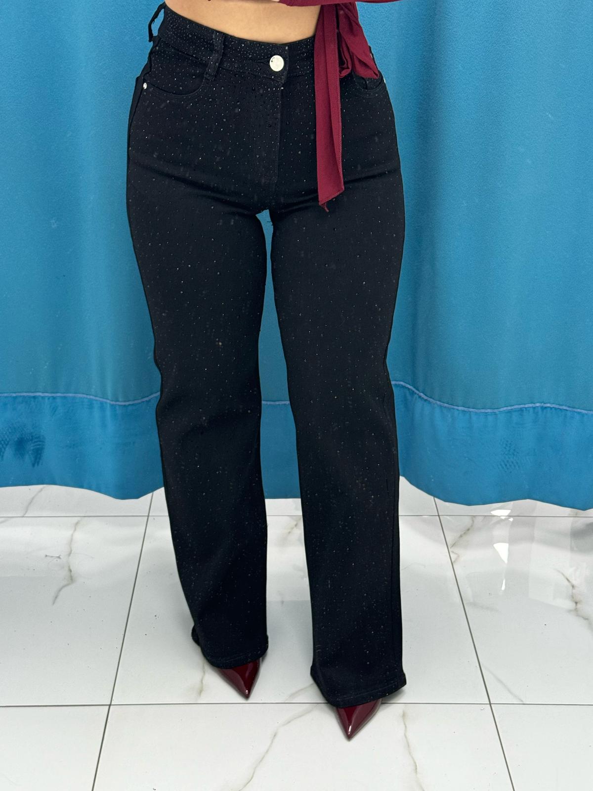 Jeans con brillantini nero 1241