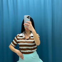 Polo crop a righe 6607