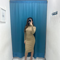 Vestito a costine con collo alto 8150