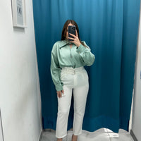 Pantalone con fibbie bianco 12818