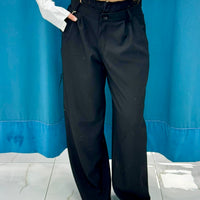 Pantalone wide leg con ricami 13093 nero