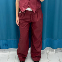 Pantalone ecopelle con elastico 10520