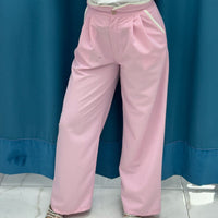 Pantalone wide leg rosa 9160