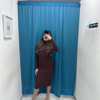 Vestito a costine con collo alto 8150