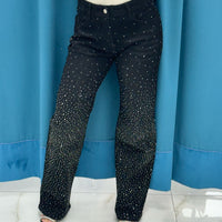 Jeans nero strass 25483