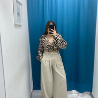Pantalone wide leg con cintura 18065
