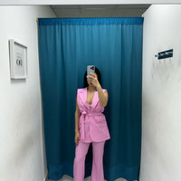 Tailleur gilet e pantalone rosa 6313