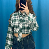 Camicia crop a quadri 6107