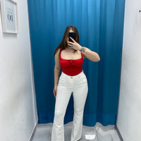 Jeans flare bianco 77791