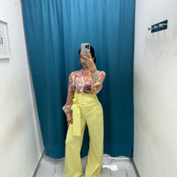 Pantalone con cintura giallo 16067