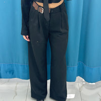 Pantalone wide leg con fibbia 90198