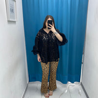 Pantalone a zampa leopardato 5753