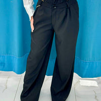 Pantalone wide leg con ricami 13093 nero