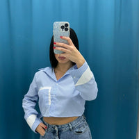 Camicia crop con brillantini 11342