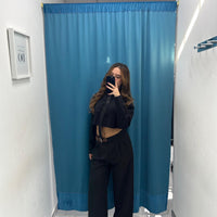 Pantalone wide leg con fibbia 90198