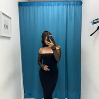Vestito longuette con maniche trasparenti 1283