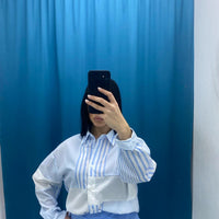 Camicia a righe celeste 33010