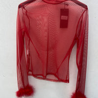 Maglia trasparente con piume 36368