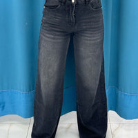 Jeans wide leg nero slavato 762