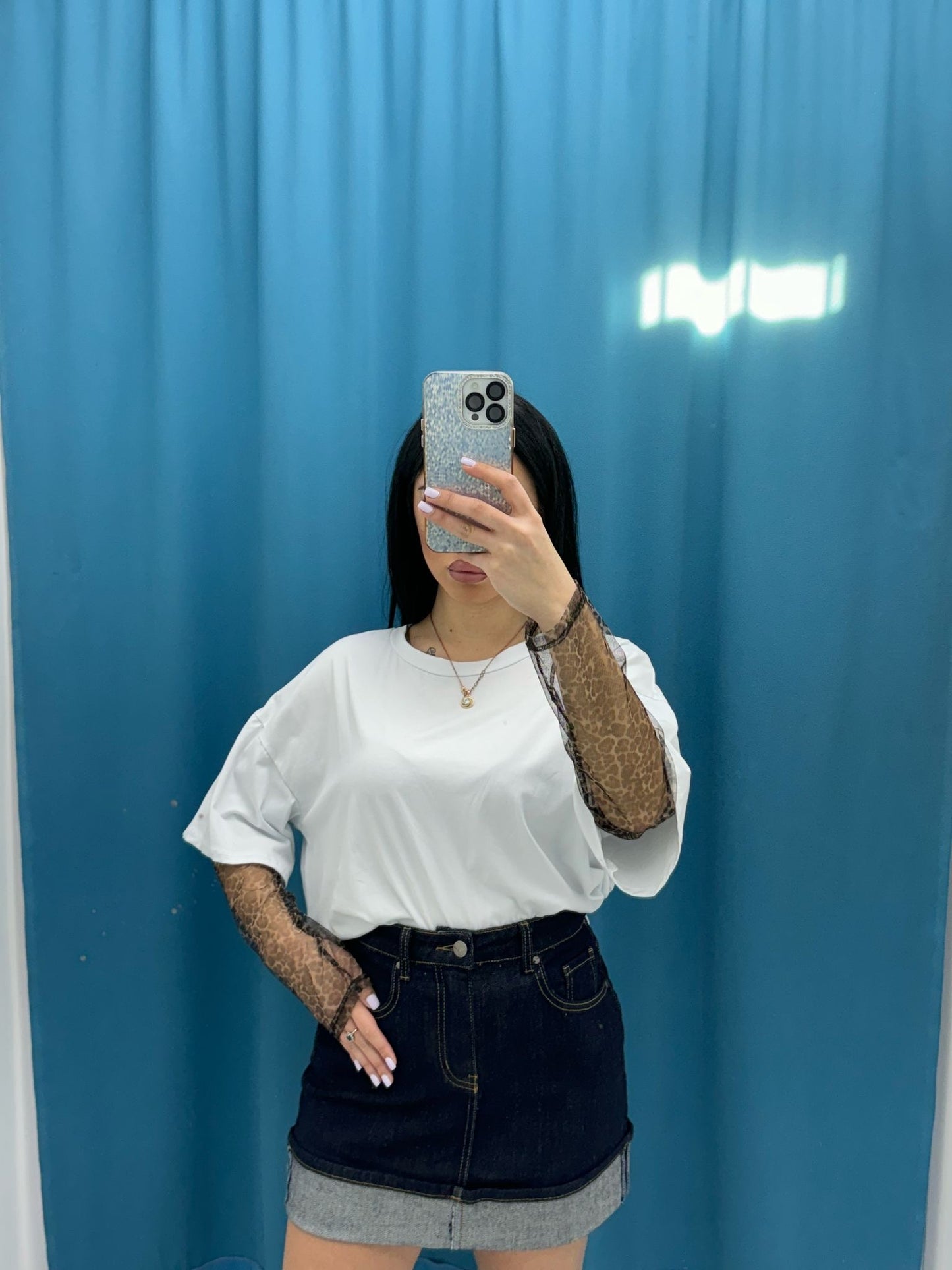 T-shirt con manica leopardata 36926