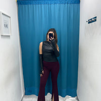 Pantalone a zampa con spacchetto bordeaux 5989