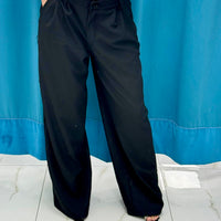 Pantalone wide leg con ricami 13093 nero