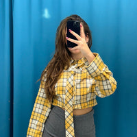 Camicia crop a quadri 6107