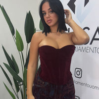 Crimson Velvet Corset - 6030