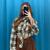 Camicia crop a quadri 6107