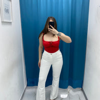 Jeans flare bianco 77791