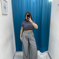 Pantalone wide leg con cintura 18065