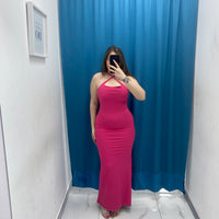 Vestito lungo a costine