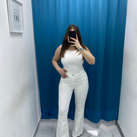 Jeans flare bianco 77791