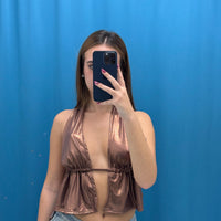 Top lucido con scollo 35593