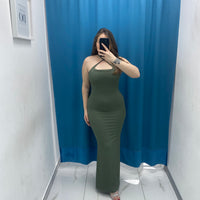 Vestito lungo a costine