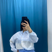 Camicia a righe celeste 33010