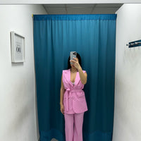 Tailleur gilet e pantalone rosa 6313