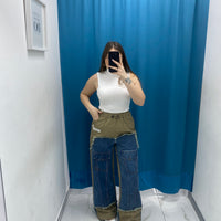 Pantalone denim/ beige 26074