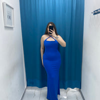 Vestito lungo a costine
