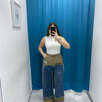 Pantalone denim/ beige 26074