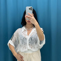 Camicia ricamata a mezze maniche 11653