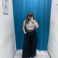 Pantalone wide leg con cintura 18065