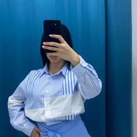 Camicia a righe celeste 33010