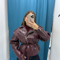 VITELLO — Giubbino Lucido con Cintura-6673