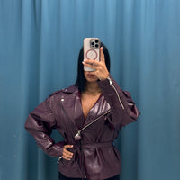 VITELLO — Giubbino Lucido con Cintura-6673