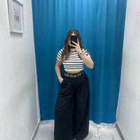 Pantalone wide leg con cintura 18065