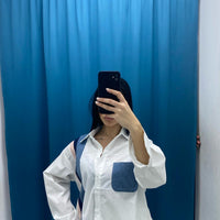 Camicia con dettagli in denim 9305