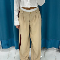 Pantalone a righe beige 12978