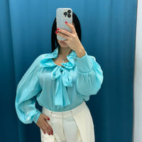 Camicia con colletto rouches 3612