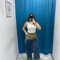 Pantalone denim/ beige 26074
